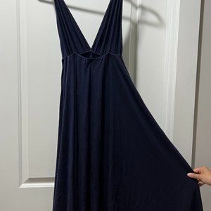 Reformation Plunge Dress Knit Blue w/ Pockets